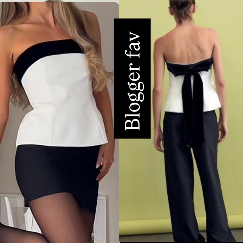 VIRAL NEW ZARA bow Strapless Top size M